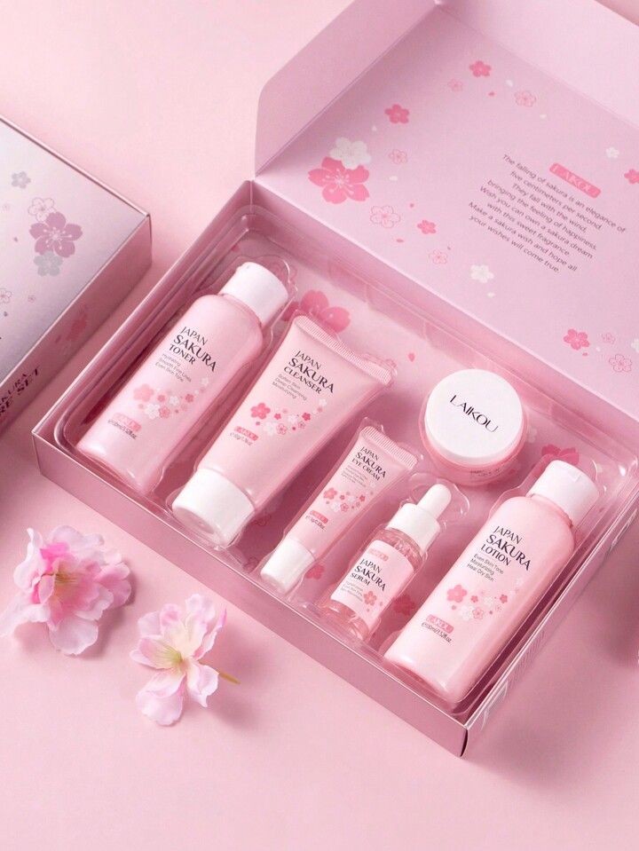 Sakura ensembles de soins de la peau nettoyant pour le visage - Toner, Essence, crème pour les yeux, crème d'essence,